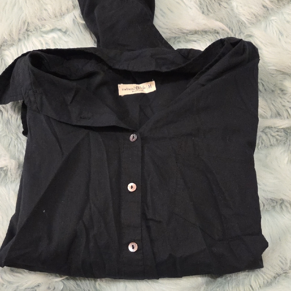Natural Life Black Button-Up Shirt